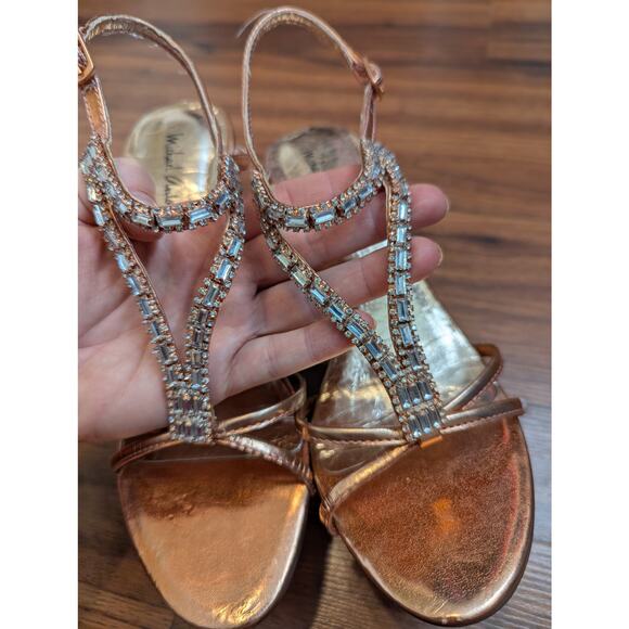 Michael Antonio Rose Gold Strappy Rhinestone Heels- Size 5.5 - Picture 6 of 6